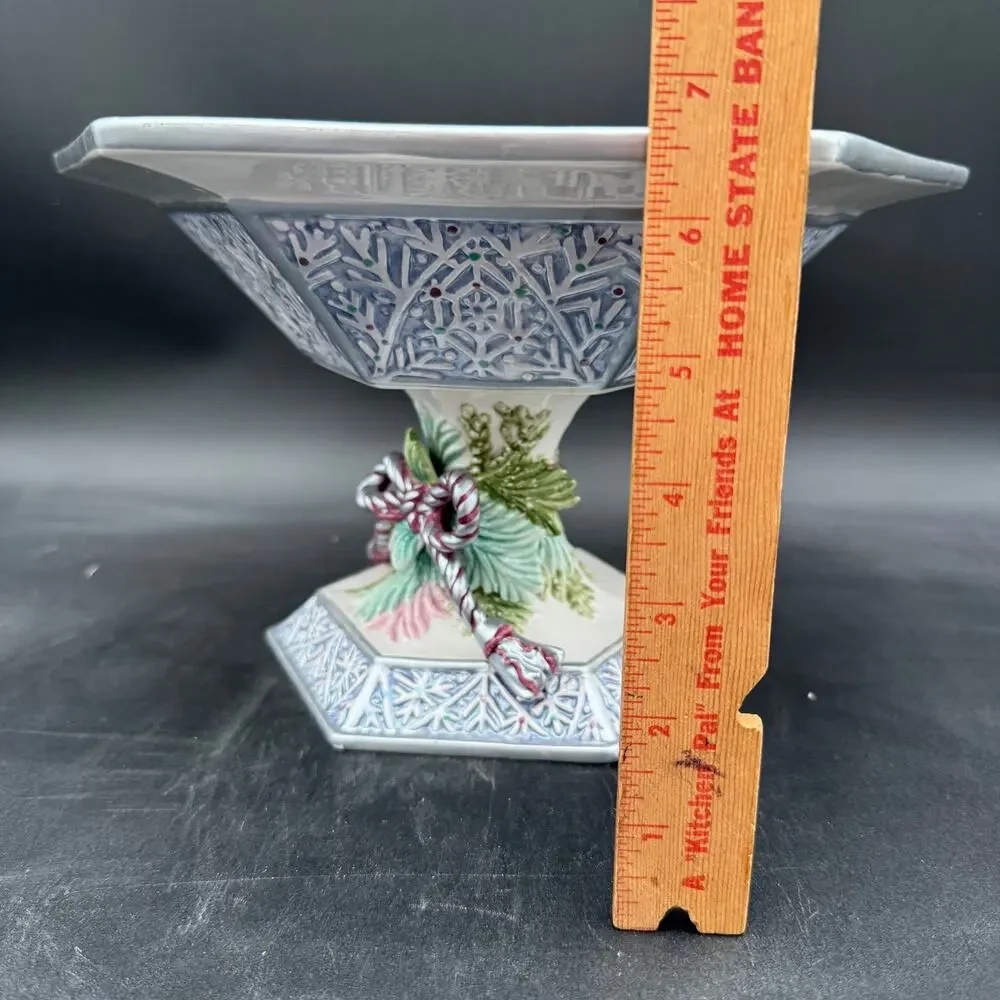 Fitz and Floyd Crystal Winter Round Compote 6.5